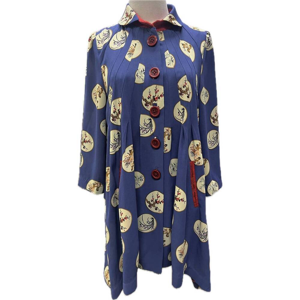 NEW AN REN janice pleated coat in 8962blue